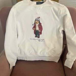 Ralph Lauren Cream Sweater with Polo Bear in Red Coat